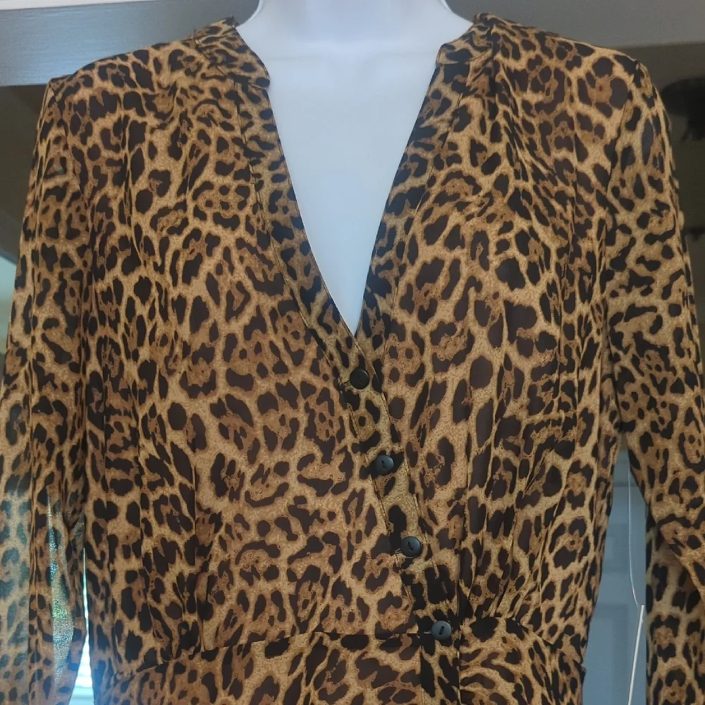 JAYGODFREY Brown and Black Long Sleeve V-Neck Cocktail Dress - Picture 5 of 12